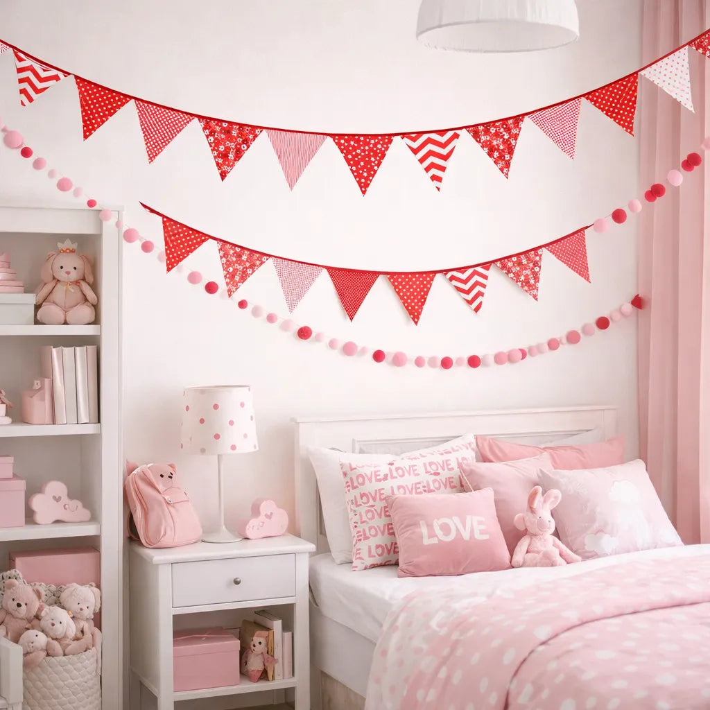 Guirlande Fanion Rouge en Tissu Original