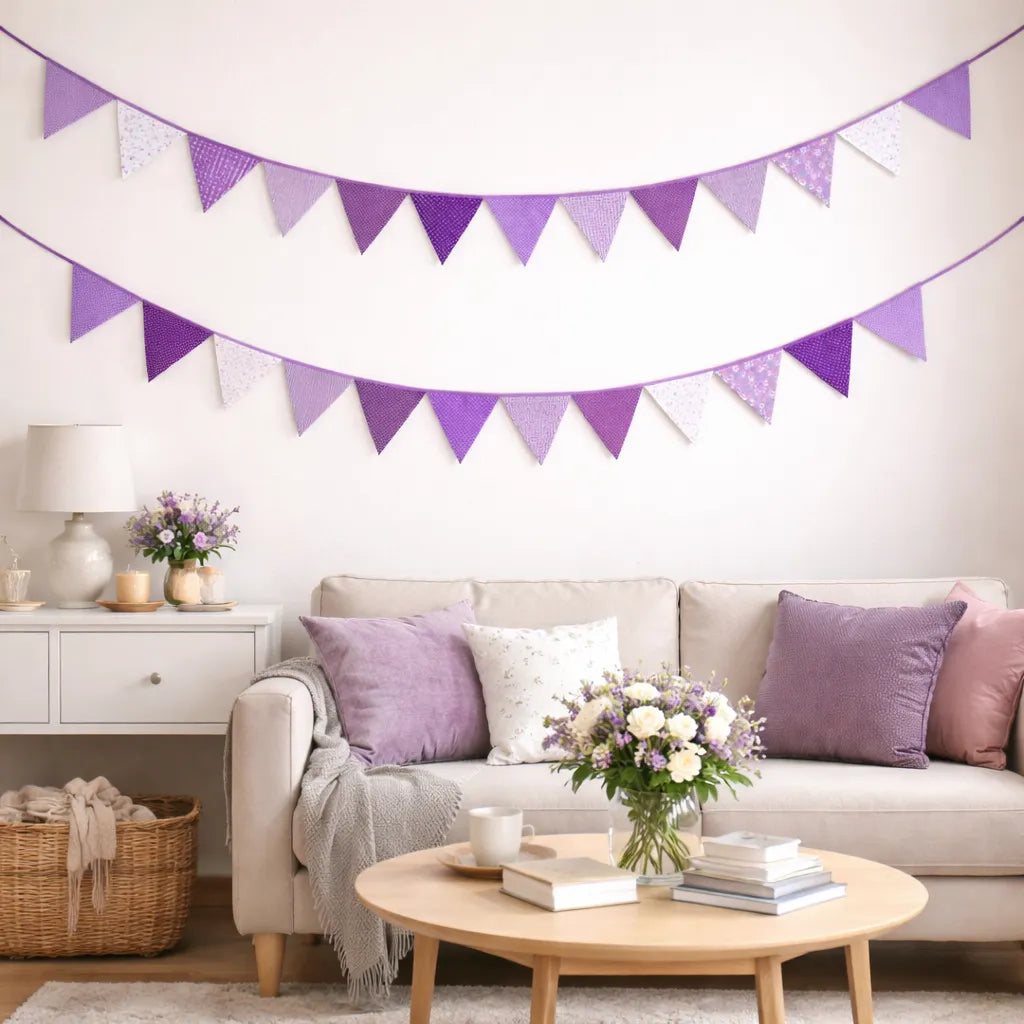 Guirlande Fanions Tissu Violet Design