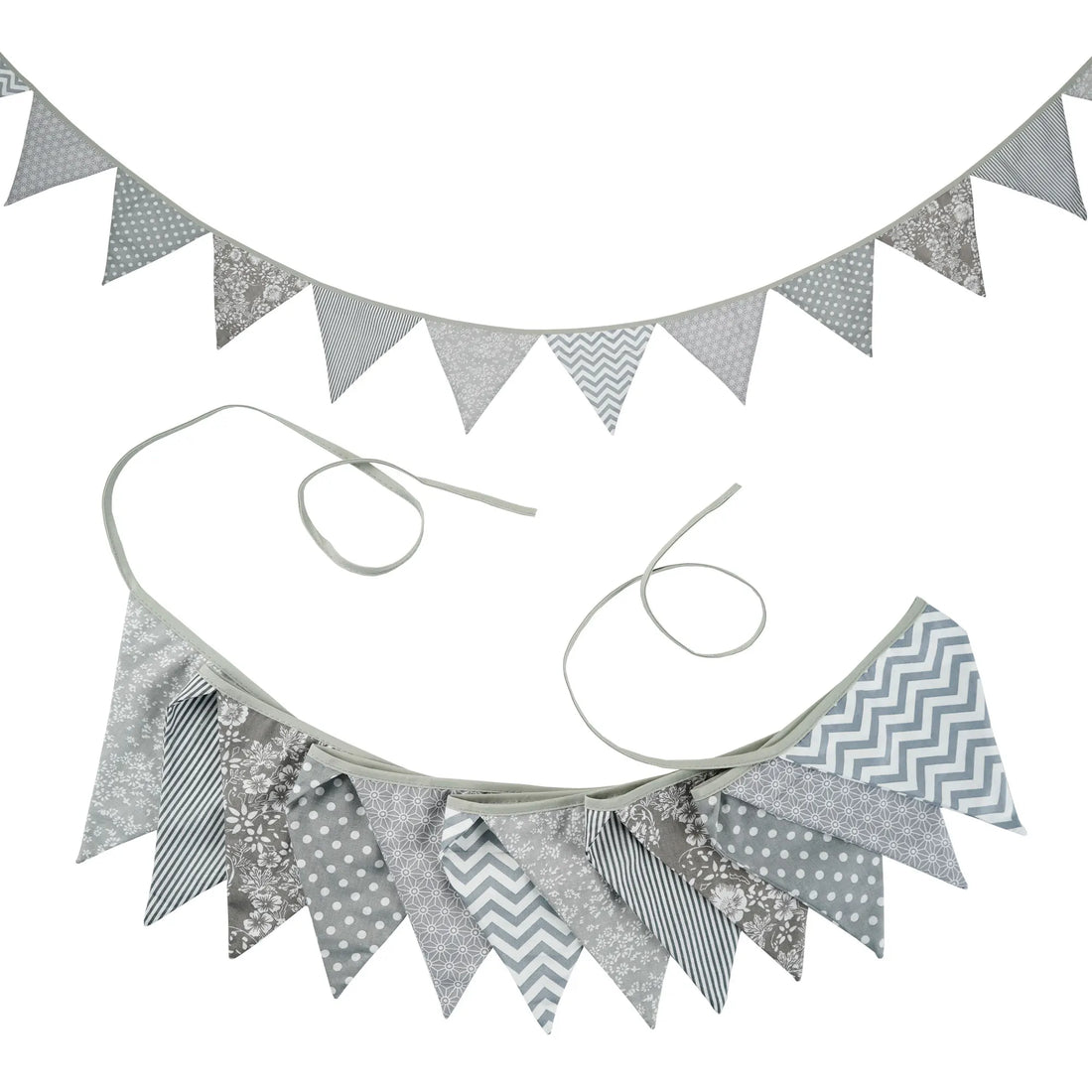 Guirlande Fanions en Tissu Gris Minimaliste