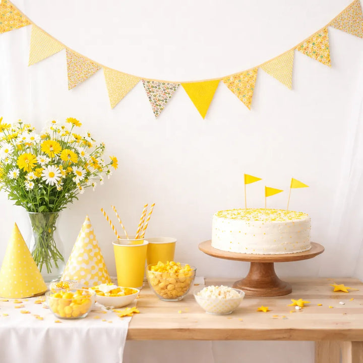 Guirlande Fanions en Tissu Jaune