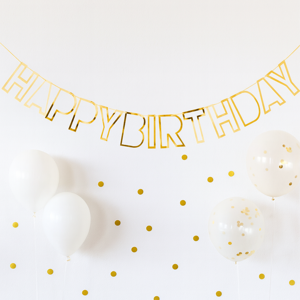 Guirlande Happy Birthday Contour Doré