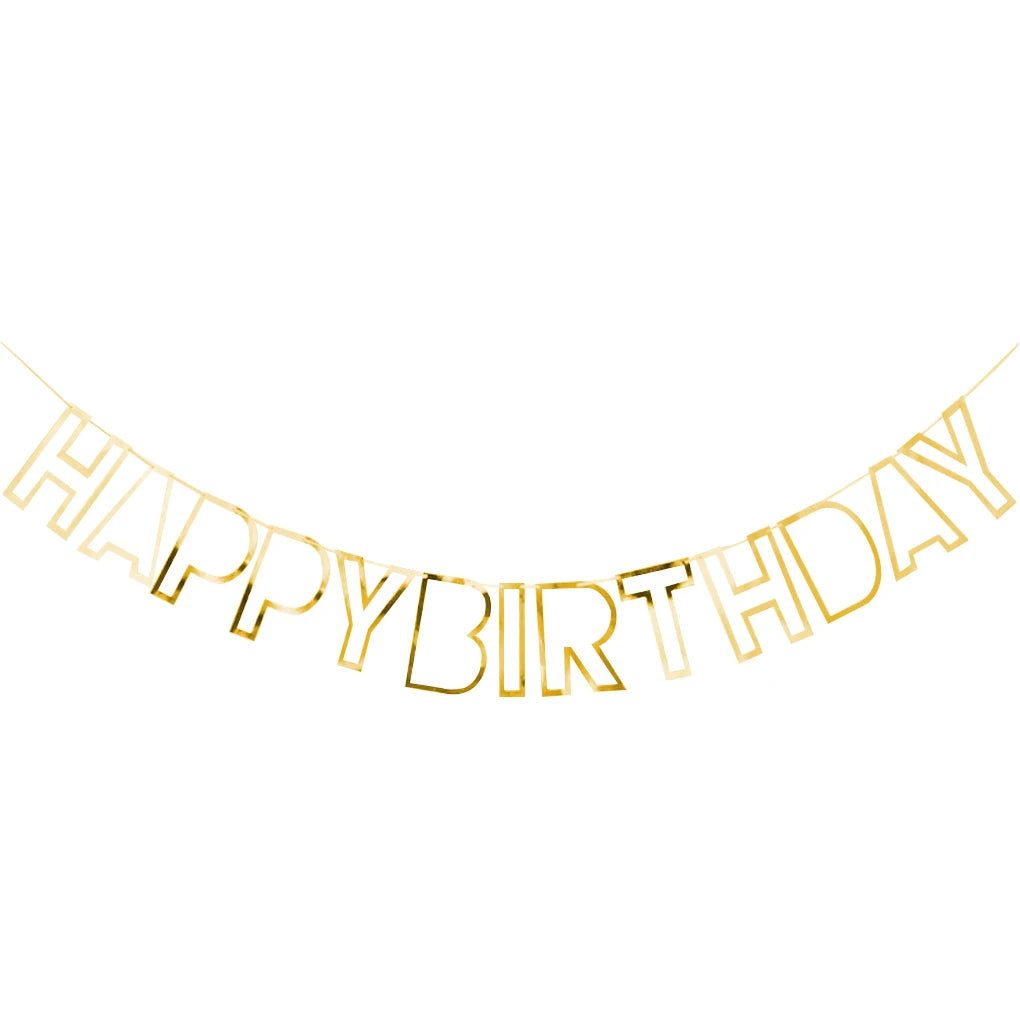 Guirlande Happy Birthday Contour Doré Elégant