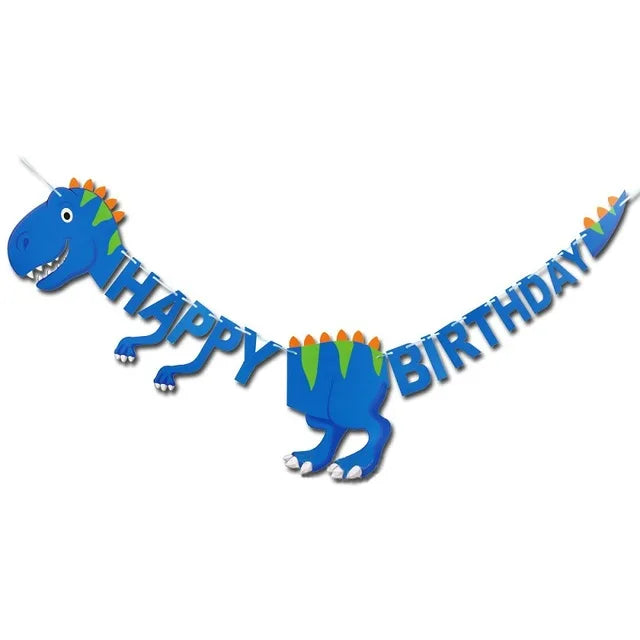 Guirlande Happy Birthday Dinosaure Bleu Original