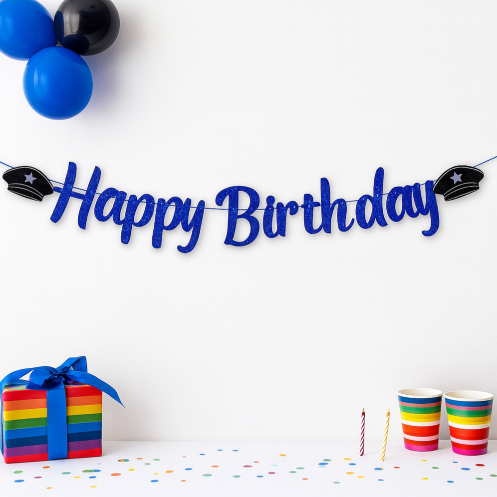 Guirlande Happy Birthday Police
