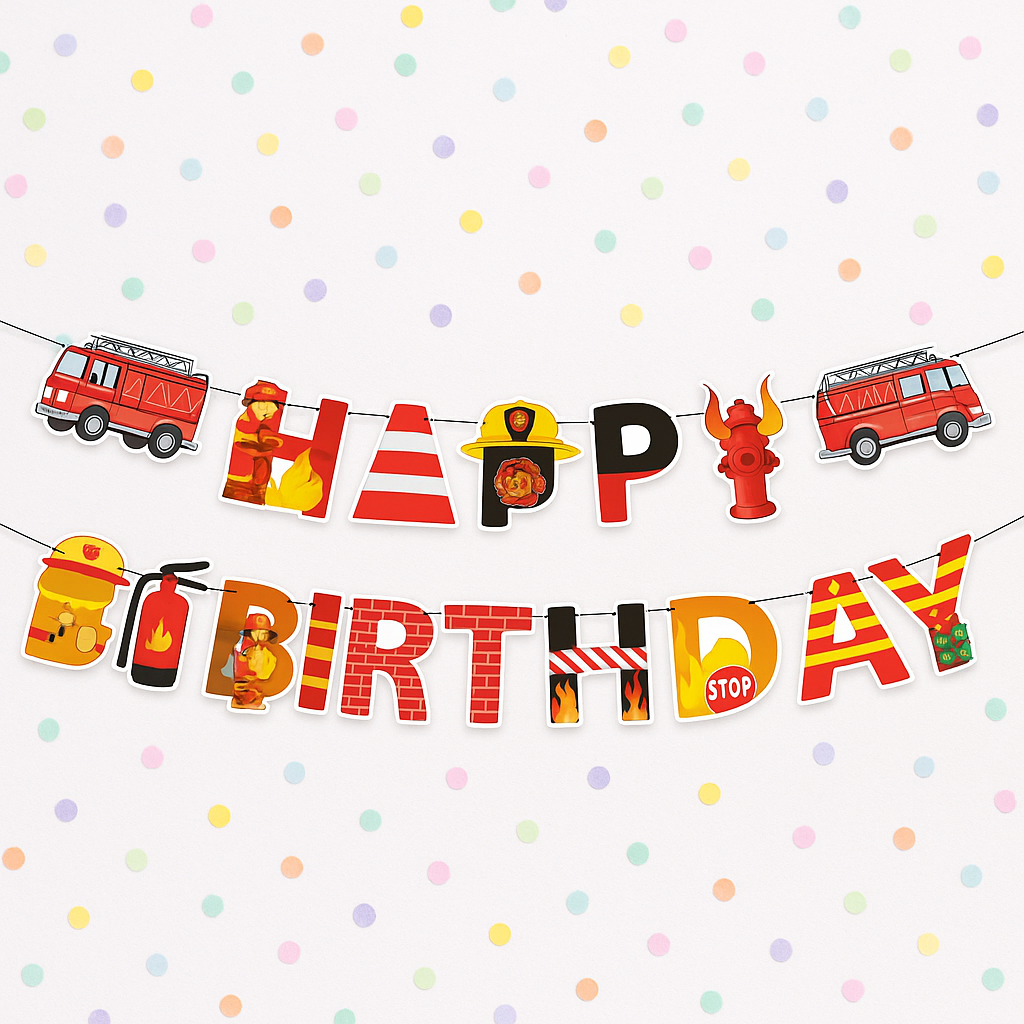 Guirlande Happy Birthday Pompier