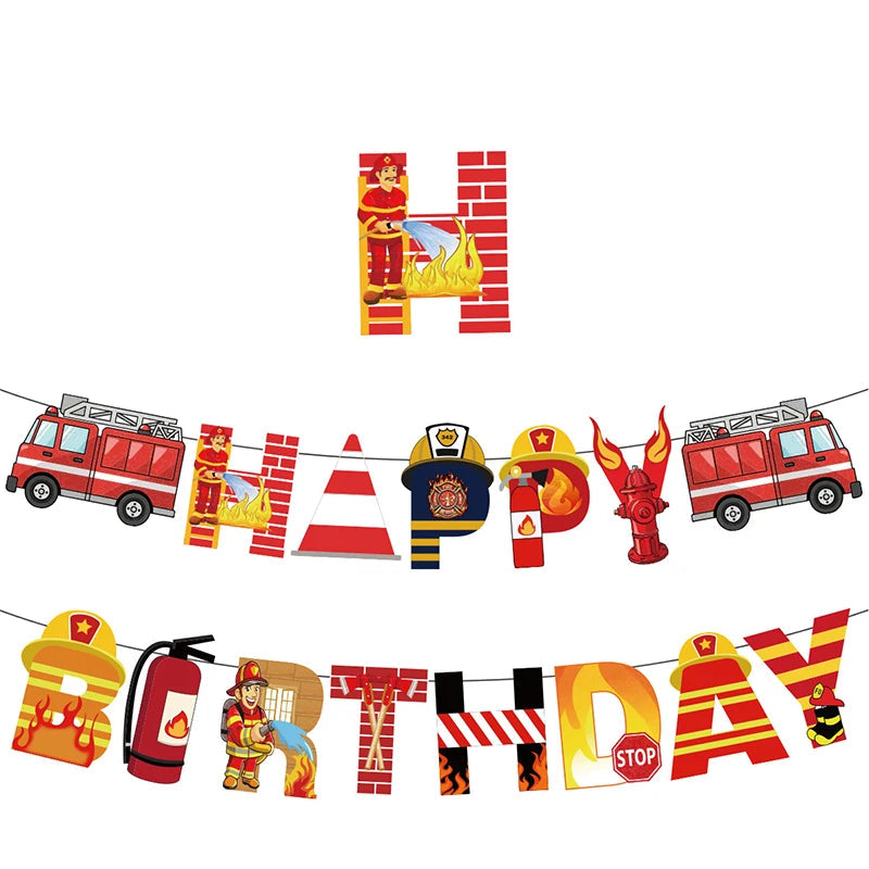 Guirlande Happy Birthday Pompier