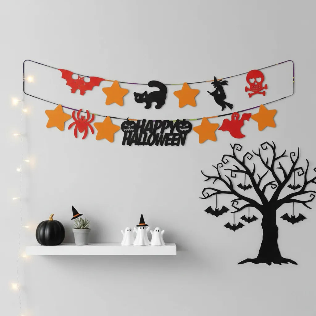 Guirlande Happy Halloween Rouge et Orange