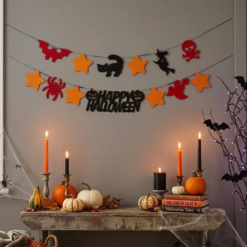 Guirlande Happy Halloween Rouge et Orange Unique