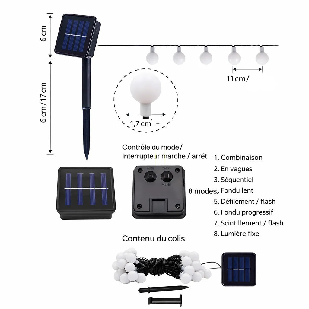 Guirlande LED Solaire Blanc Chaud tendance