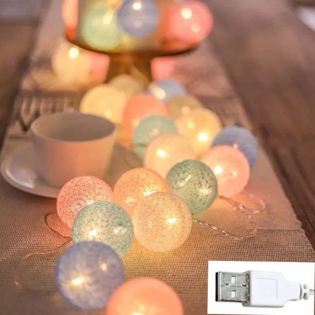 Guirlande Lumineuse Boules Pastel Déco USB