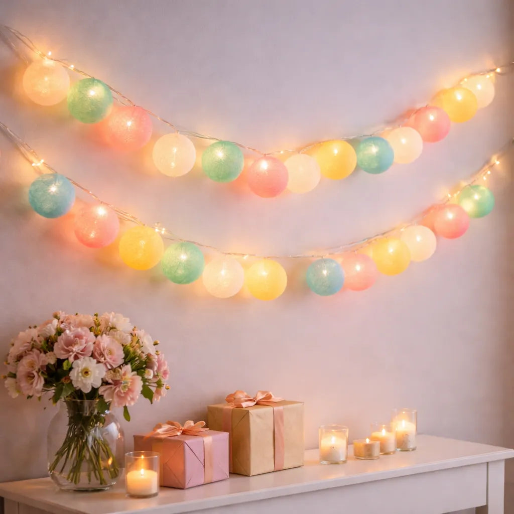 Guirlande Lumineuse Boules Pastel glamour