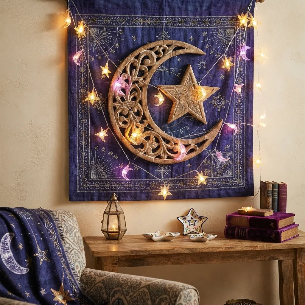 Guirlande Lumineuse Etoile et Lune Colorée Unique