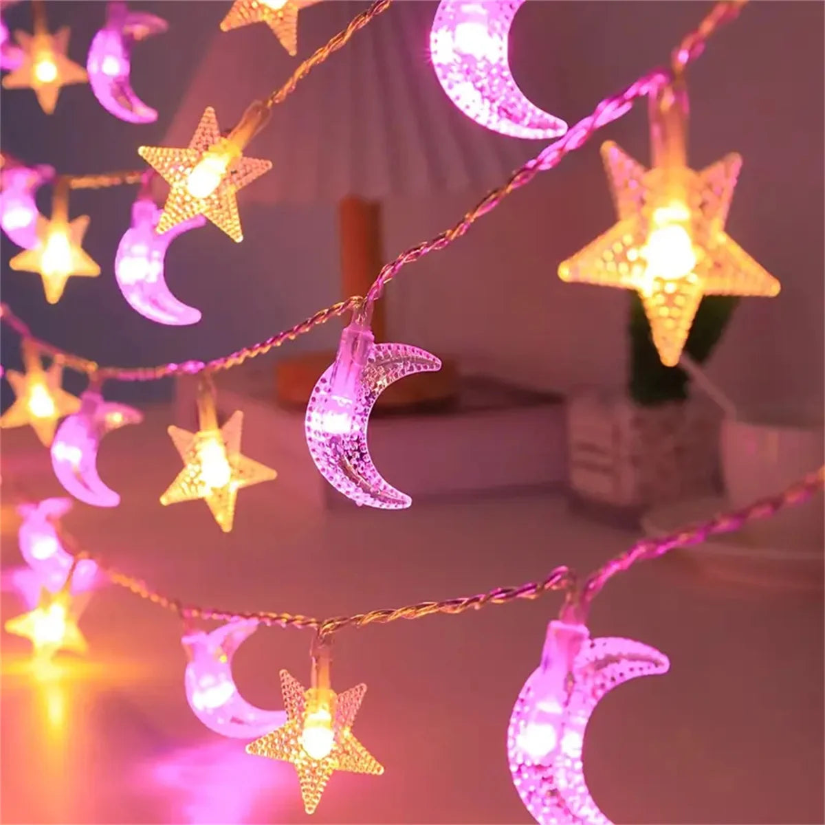 Guirlande Lumineuse Etoile et Lune Colorée authentique