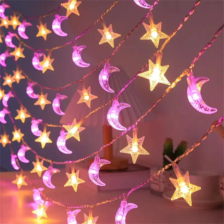 Guirlande Lumineuse Etoile et Lune Colorée féerique