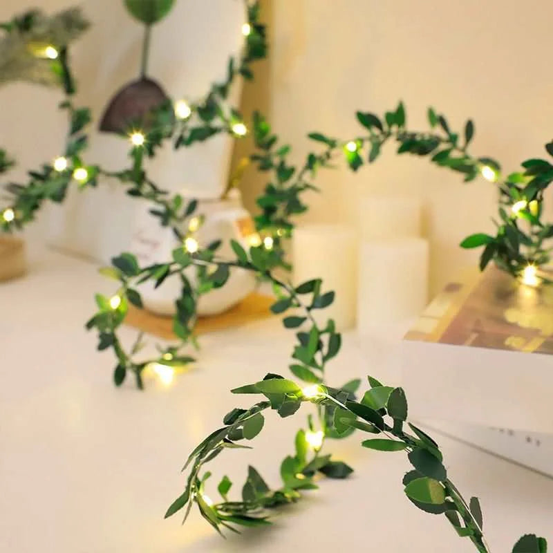 Guirlande Lumineuse Extérieur Feuilles Vertes Design