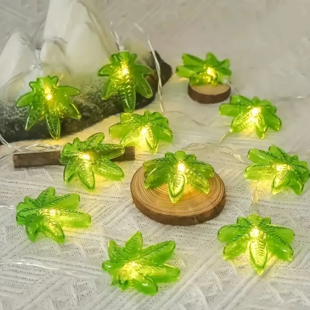 Guirlande Lumineuse Feuille d’érable Verte Brillante