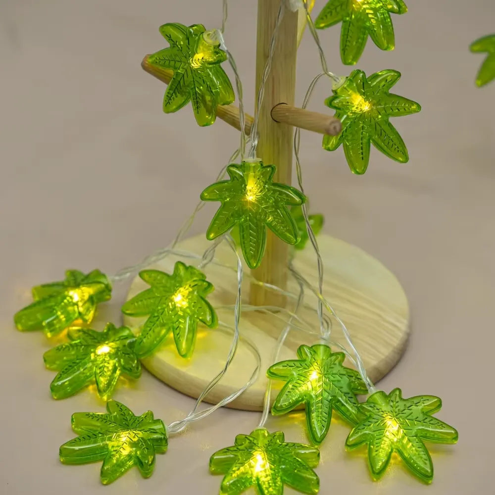 Guirlande Lumineuse Feuille d’érable Verte Claire