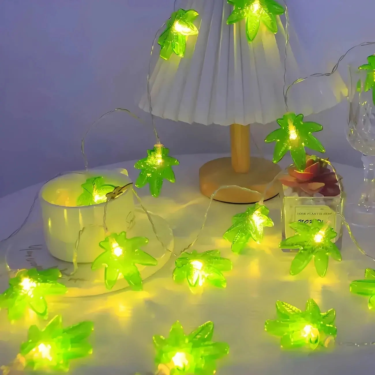 Guirlande Lumineuse Feuille d’érable Verte authentique