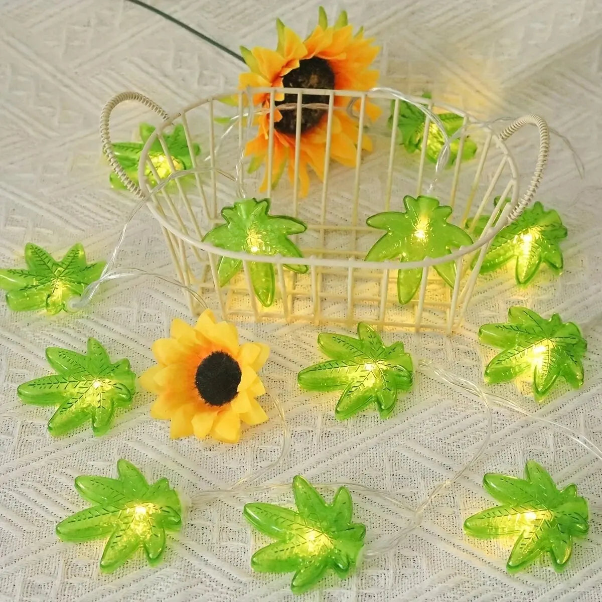 Guirlande Lumineuse Feuille d’érable Verte naturel