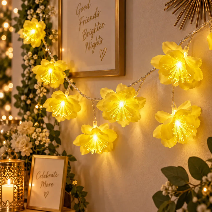 Guirlande Lumineuse à Fleurs Jaunes romantique