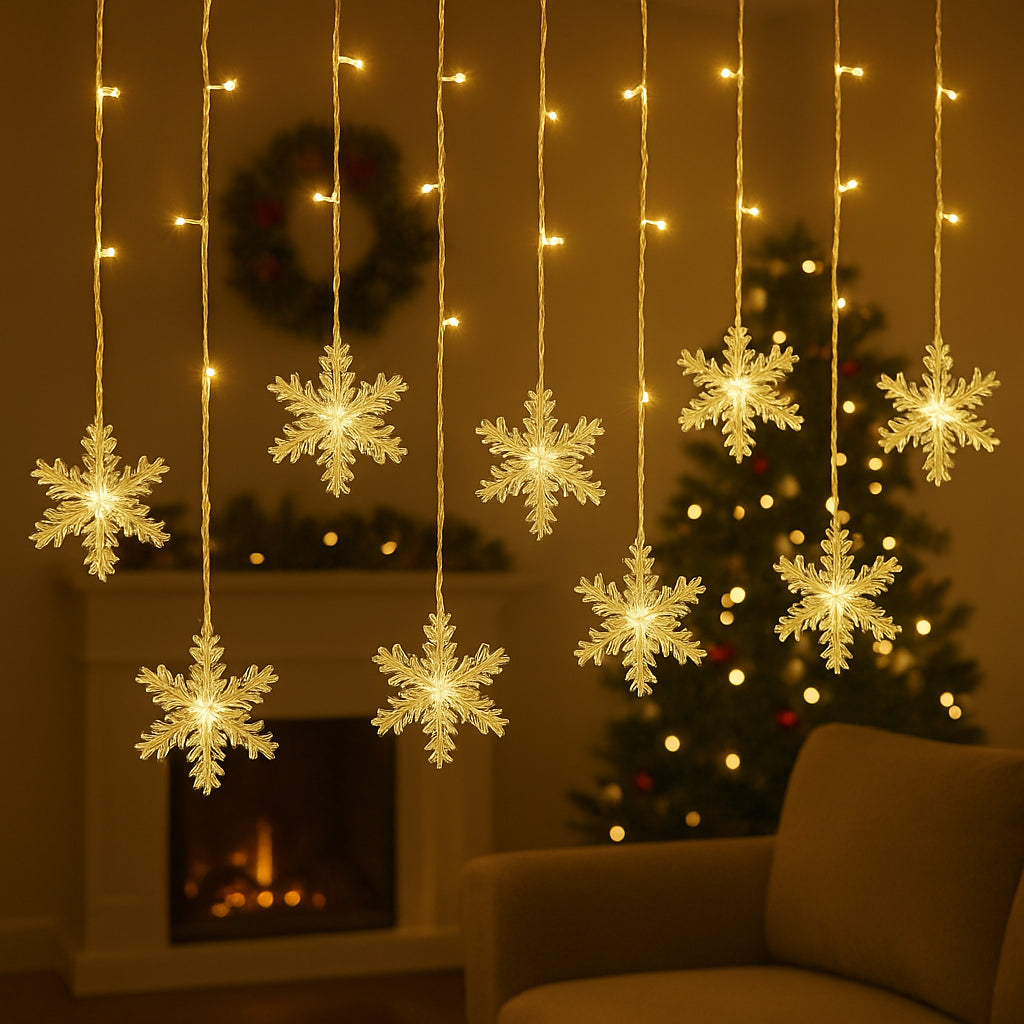 Guirlande Lumineuse Flocons de Neige Blanc Chaud