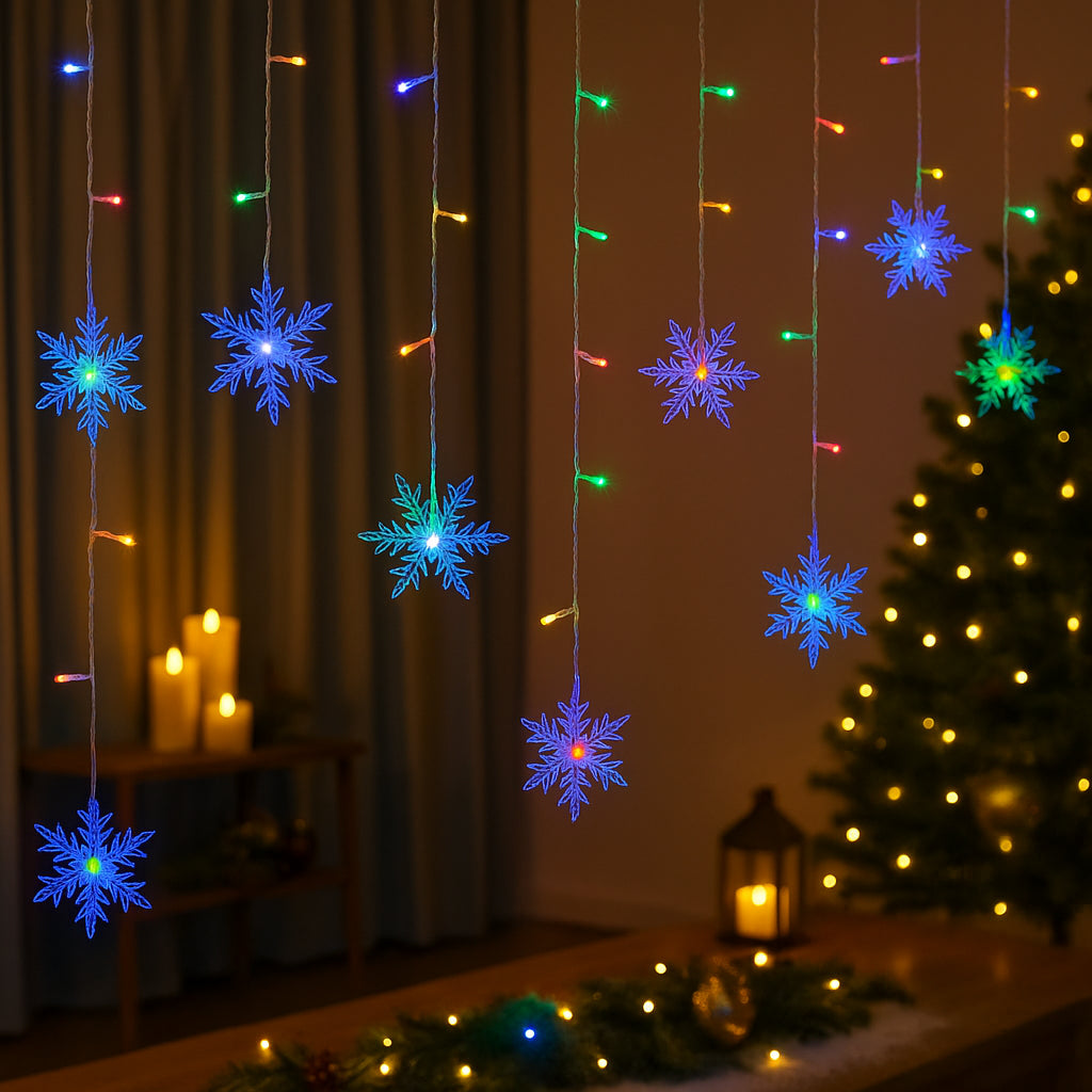 Guirlande Lumineuse Flocons de Neige Multicolore