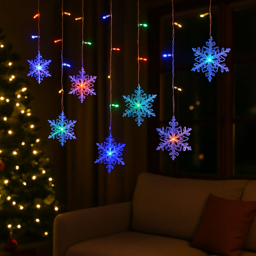 Guirlande Lumineuse Flocons de Neige Multicolore festive