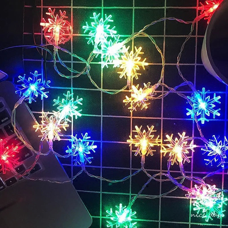 Guirlande Lumineuse Multicolore Flocon de Neige Légère