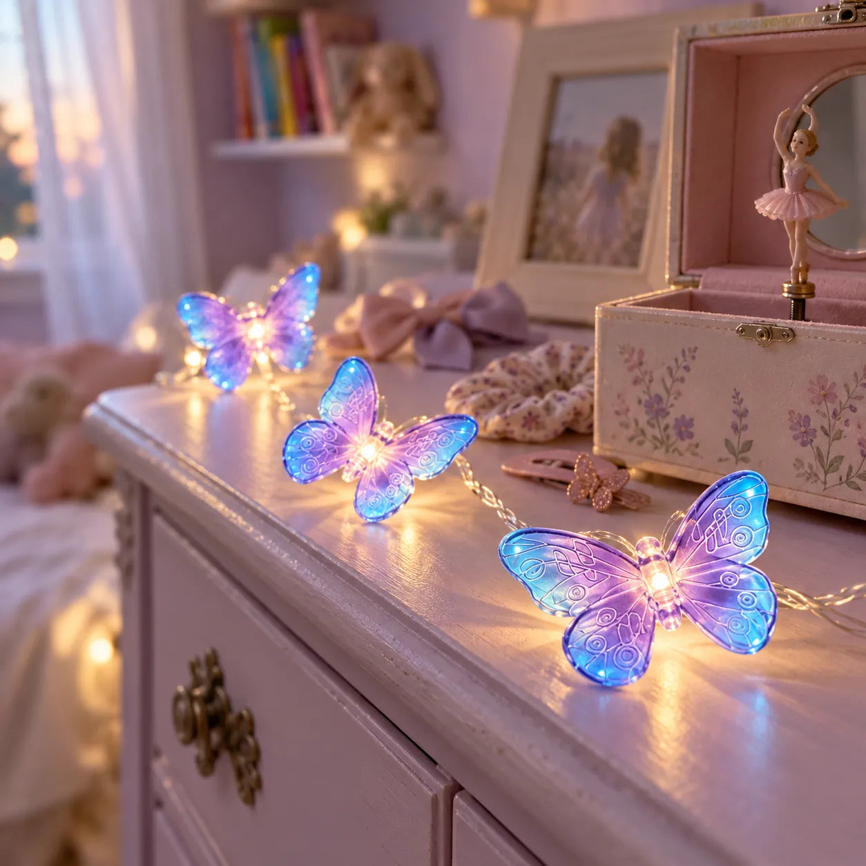 Guirlande Lumineuse Papillons Violets Jolie