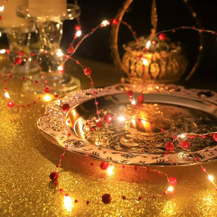 Guirlande Lumineuse à Perles Rouges