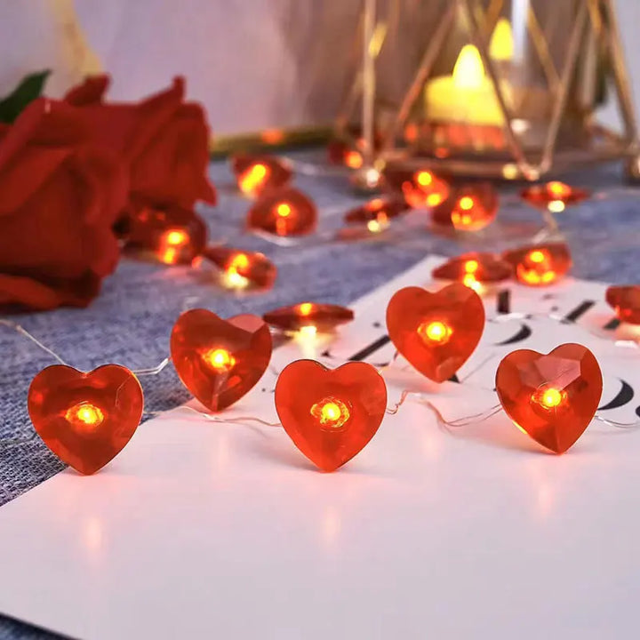 Guirlande Lumineuse LED Cœur Rouge 3M - 30 Ampoules Pour Saint Valentin, Anniversaire Et Mariage