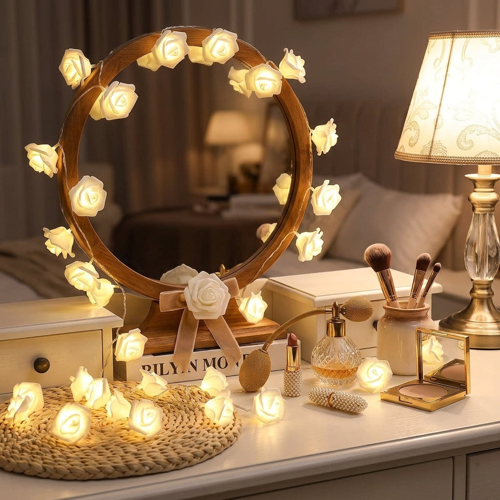 Guirlande Lumineuse de Roses Blanches Original