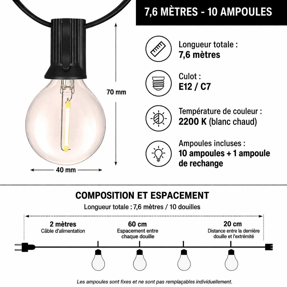 Guirlande Lumineuse en Verre festive