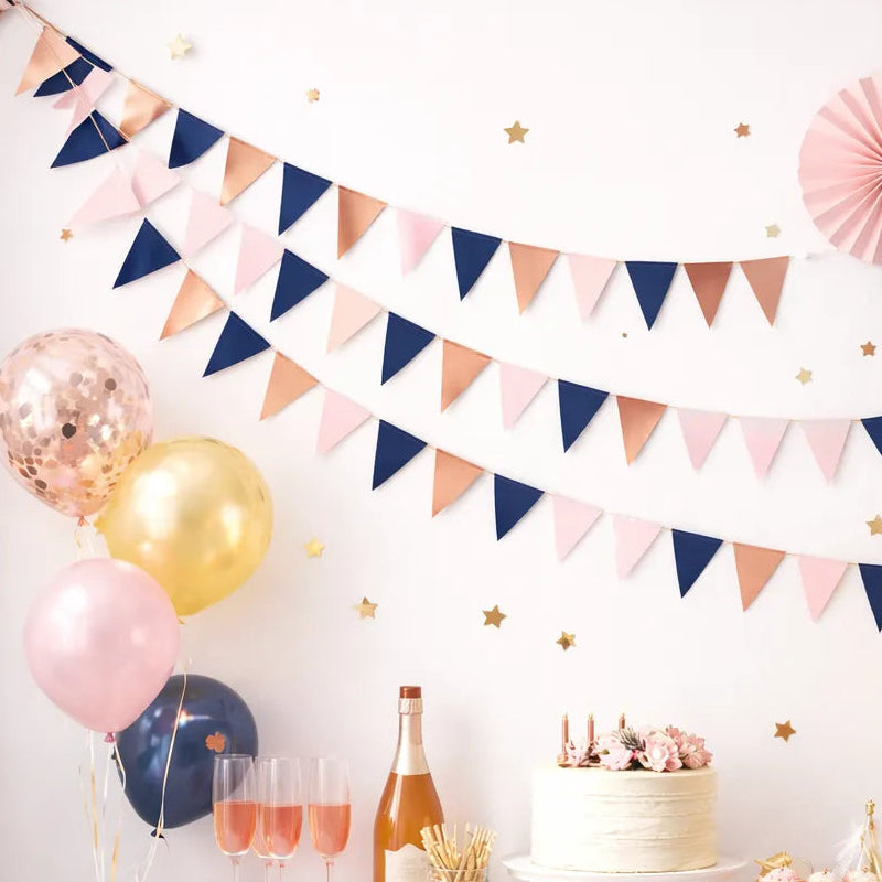 Guirlande Papier Bleu et Rose Gold Cool