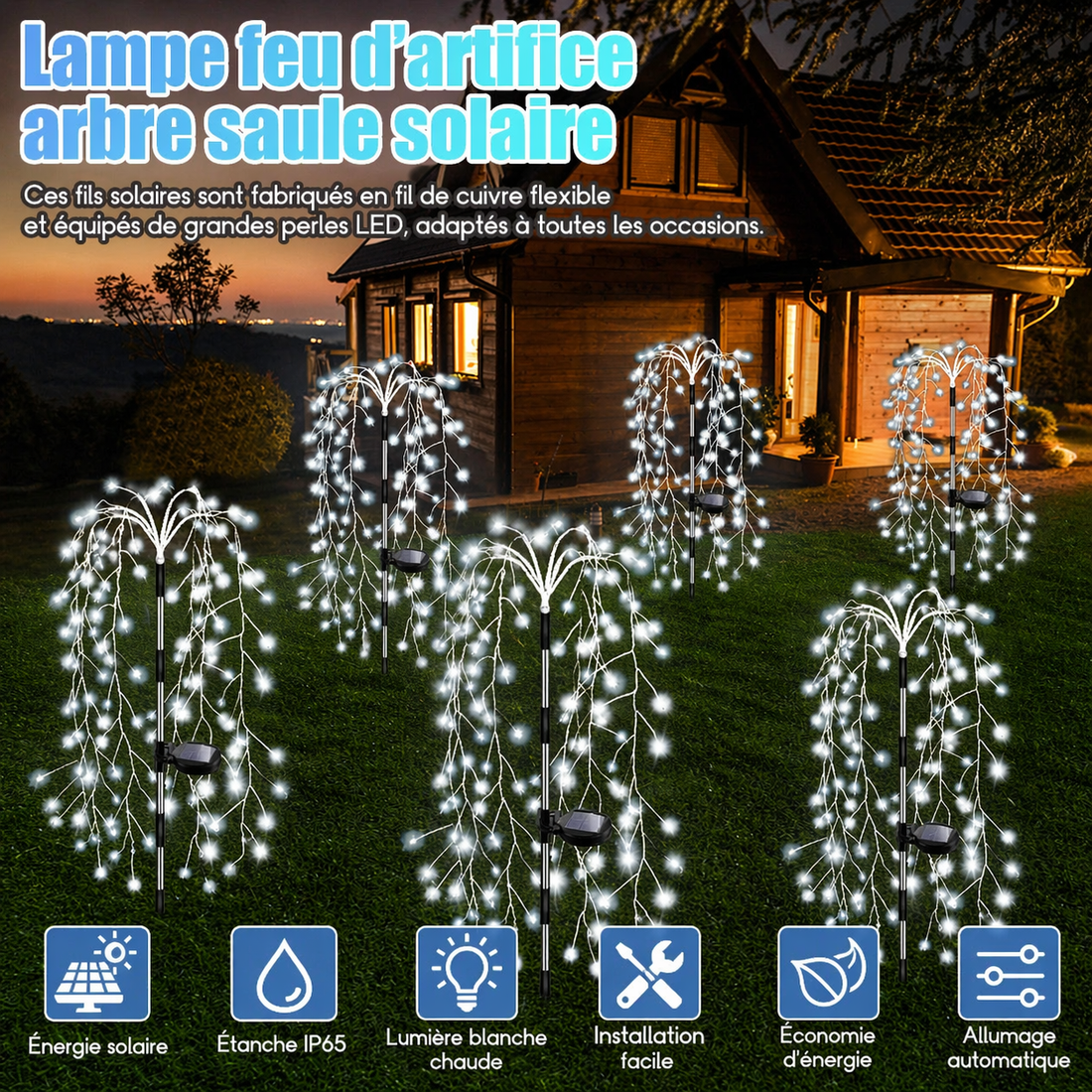 Guirlande Piquet Feu d'Artifice Blanc LED