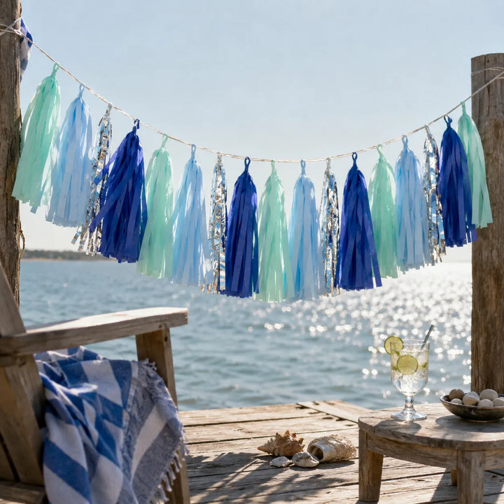 Guirlande Pompons Bleue