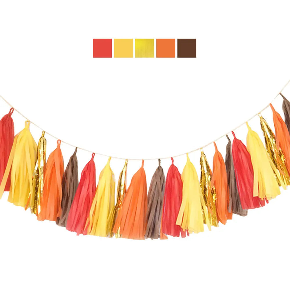 Guirlande Pompons Couleur Flamme