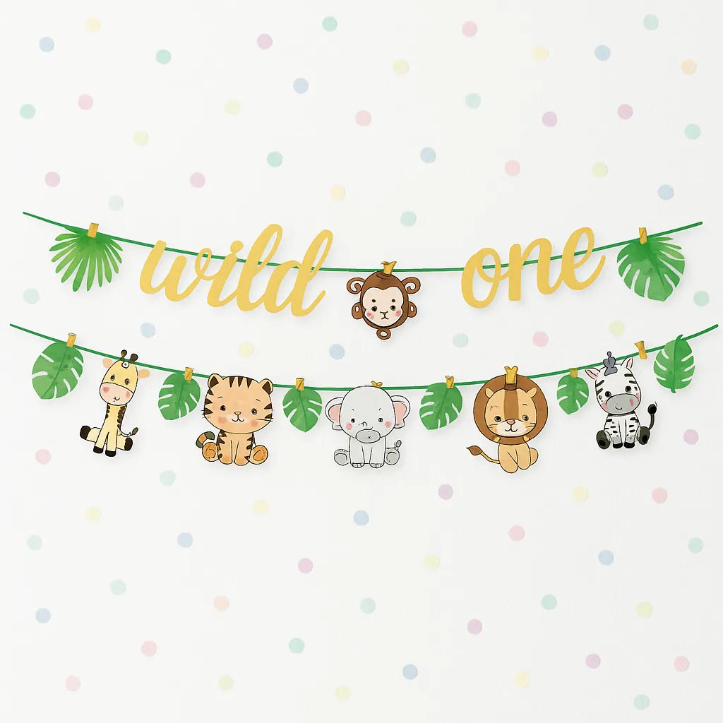 Guirlande Premier Anniversaire Jungle Carton