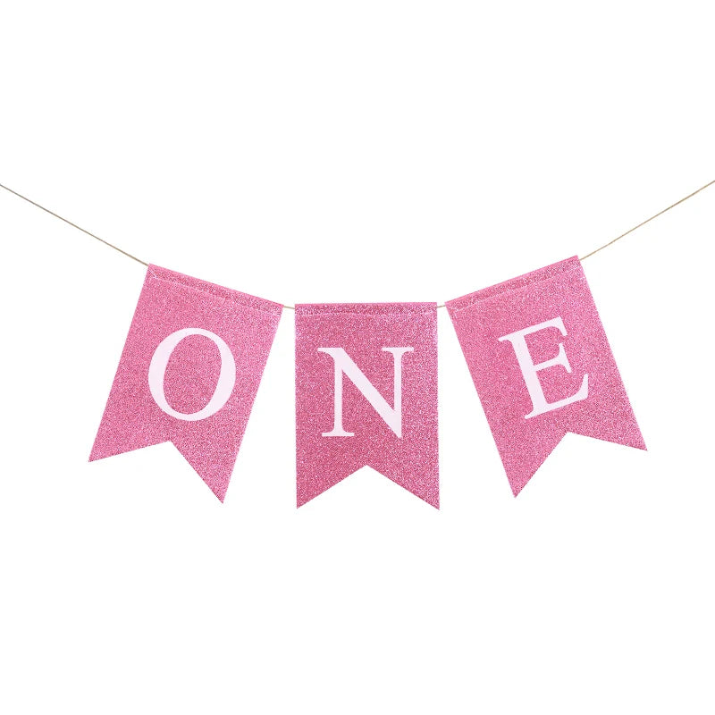 Guirlande Premier Anniversaire Rose Girly