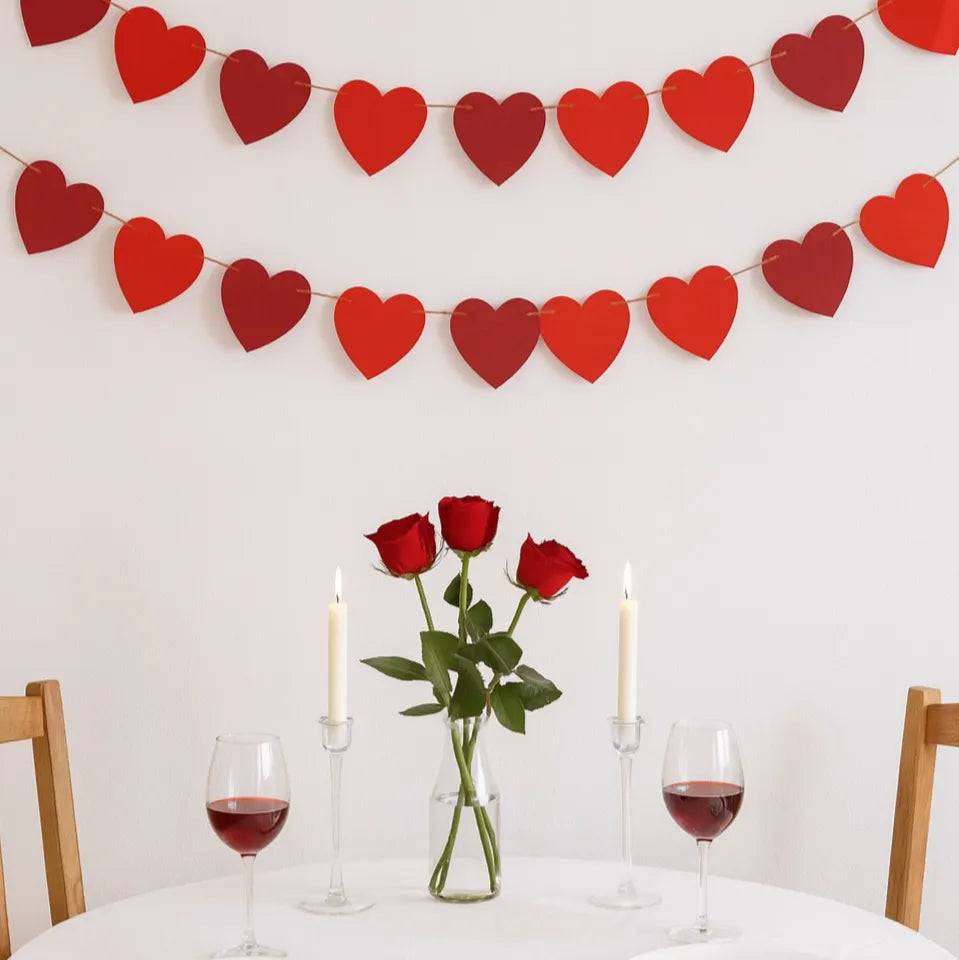 Guirlande Romantique Cœurs Rouges