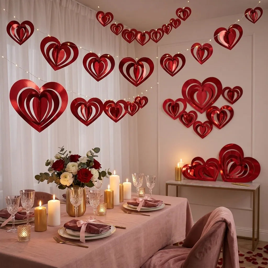 Guirlande Saint-Valentin Cœurs 3D Décorative