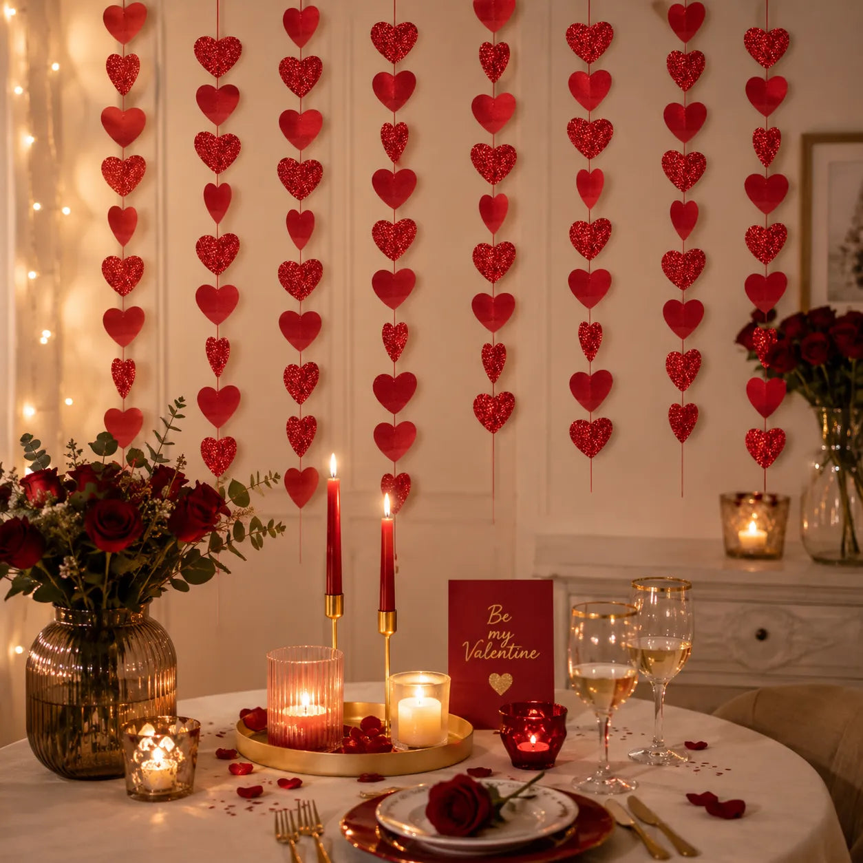 Guirlande Saint-Valentin Cœurs Rouges élégant