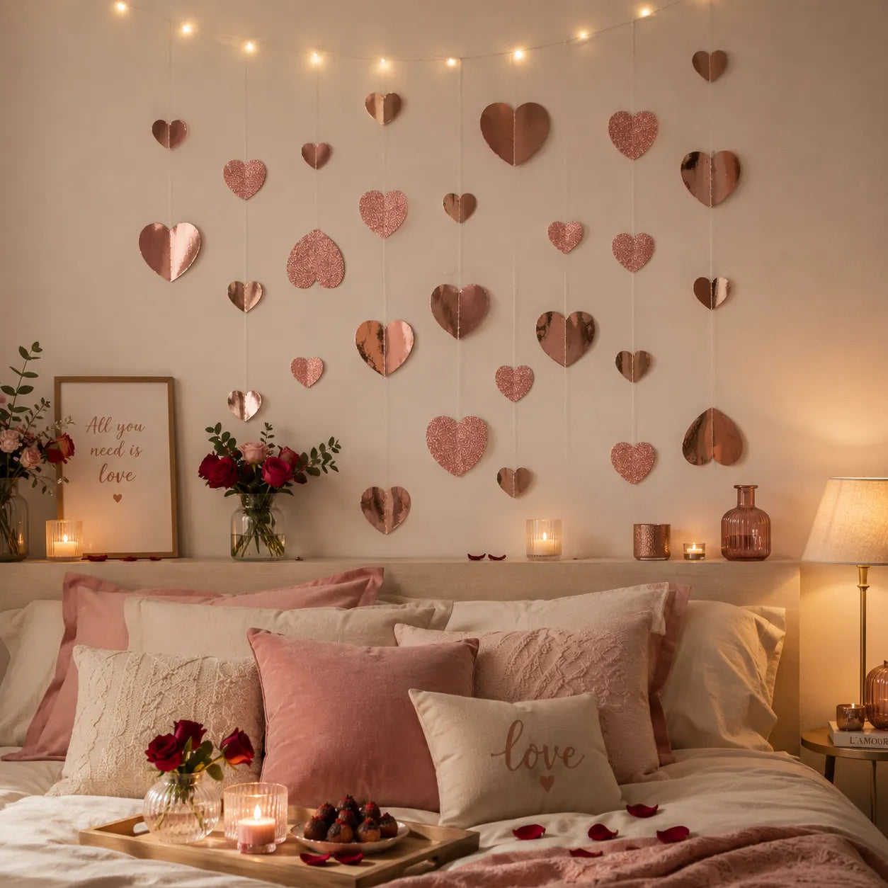 Guirlande Saint-Valentin Rose Gold romantique