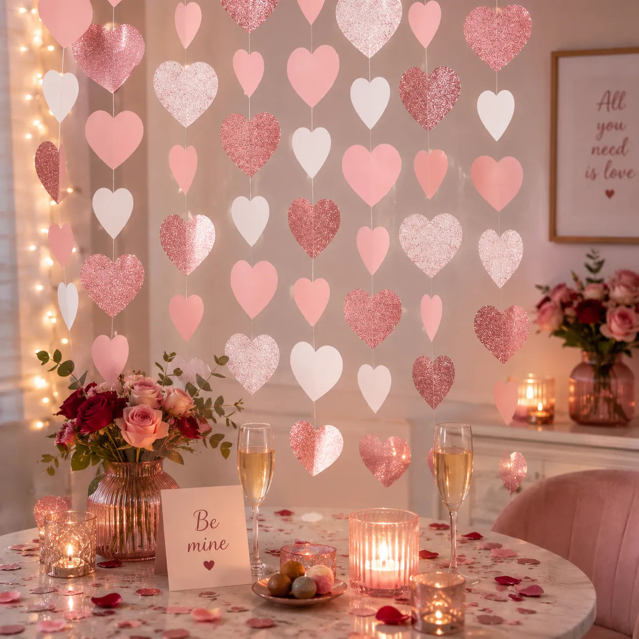 Guirlande Saint-Valentin Rose chic