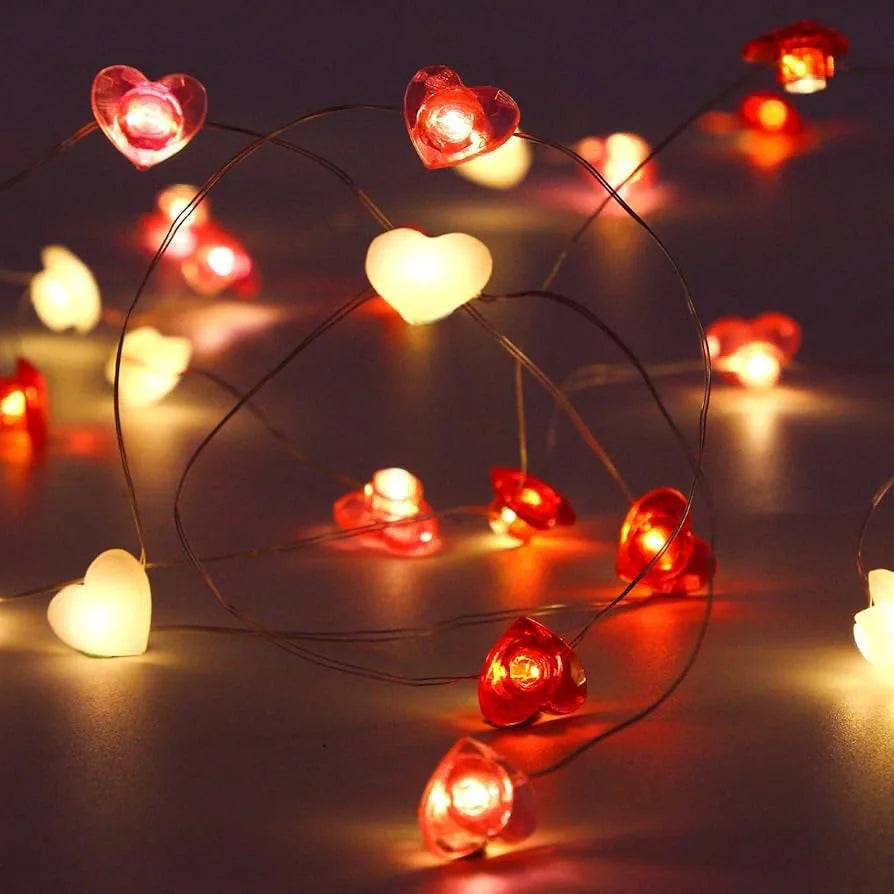 Guirlande Lumineuse Cœur LED USB - Décoration Romantique Pour Chambre, Saint-Valentin, Mariage - Rouge, Ambiance Chaleureuse - 2