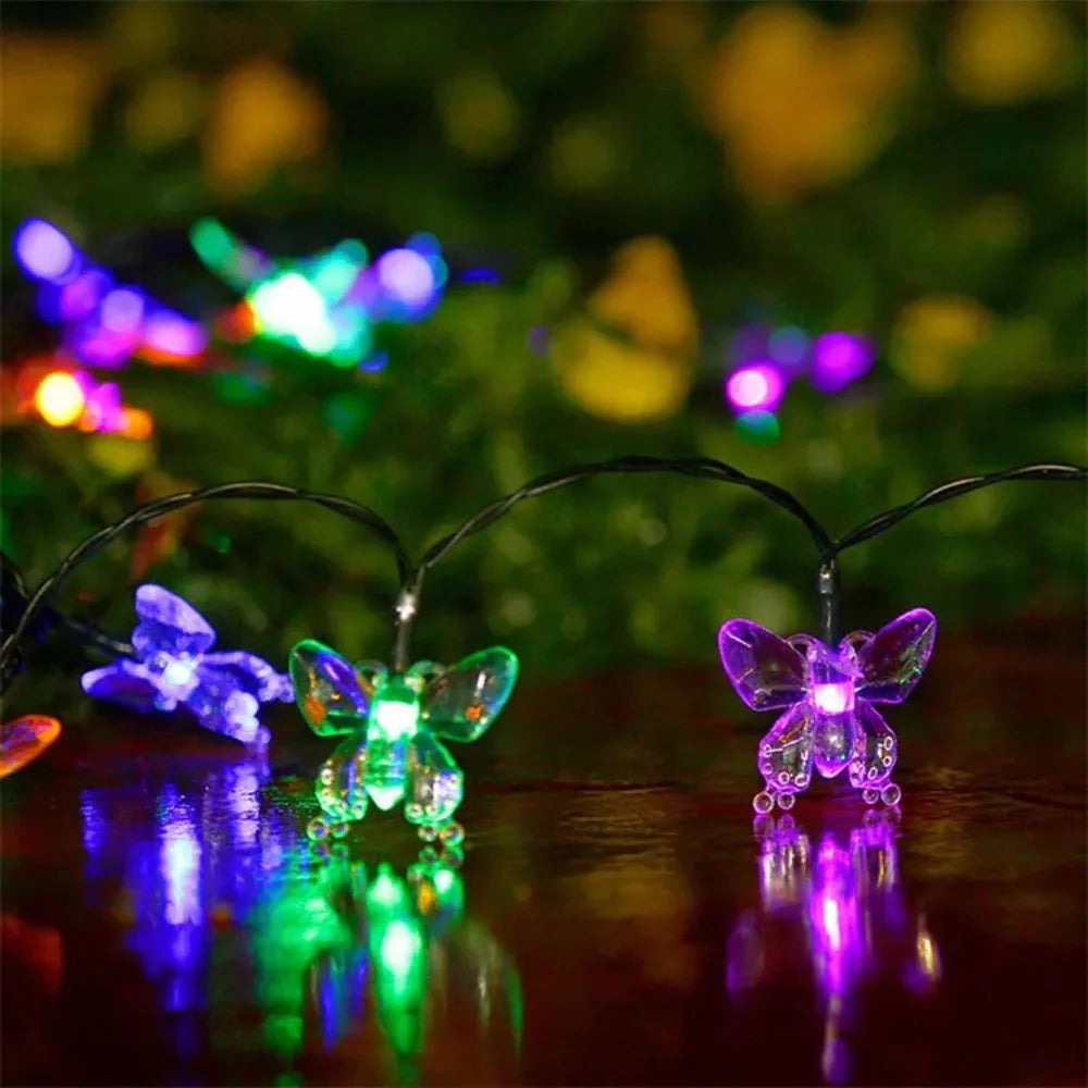 Guirlande Solaire de Papillons Colorés Amusant