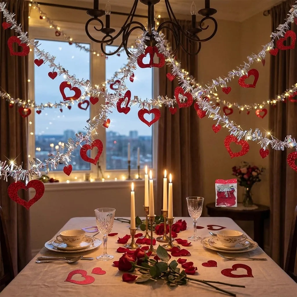 Guirlande Suspendue Cœurs Rouges Décorative
