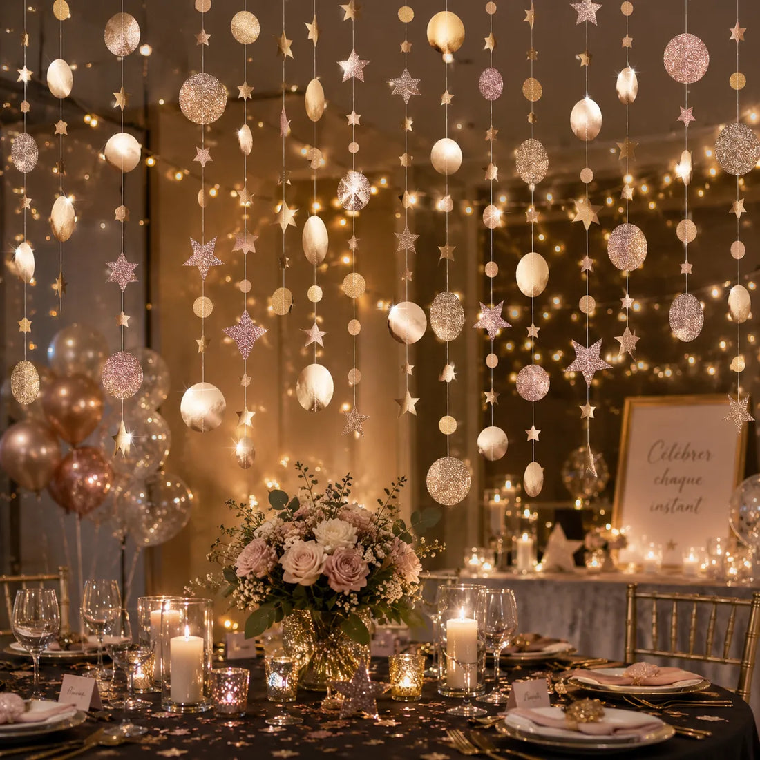 Guirlande Suspendue Champagne luxe