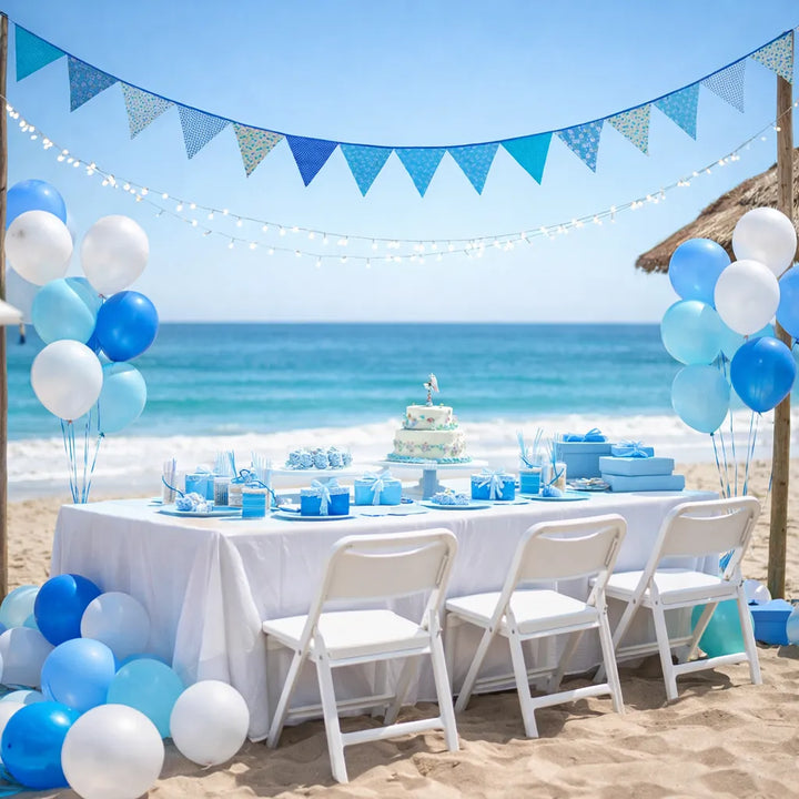 Guirlande Tissu Bleu Fleuri