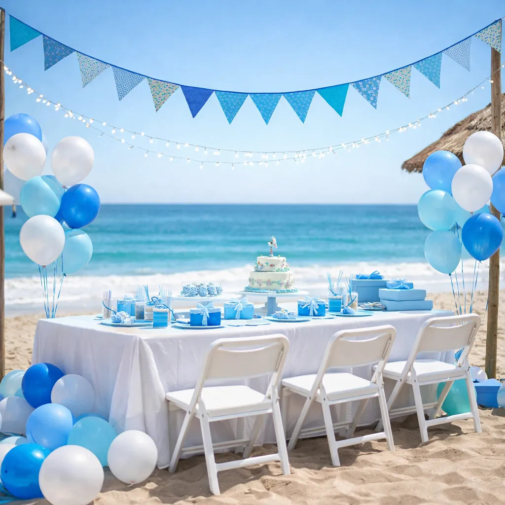 Guirlande Tissu Bleu Fleuri Cool